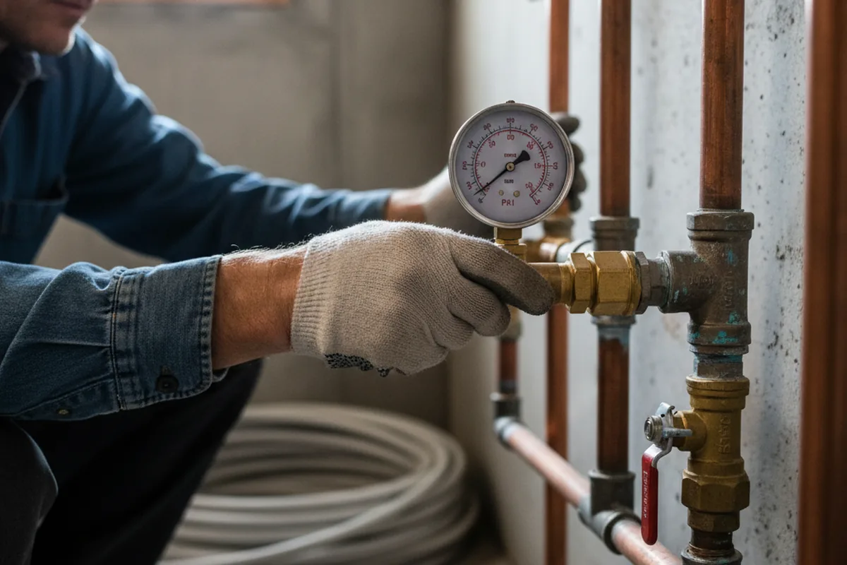 Pressure testing a repaired line during Water Line Repair in Presque Isle